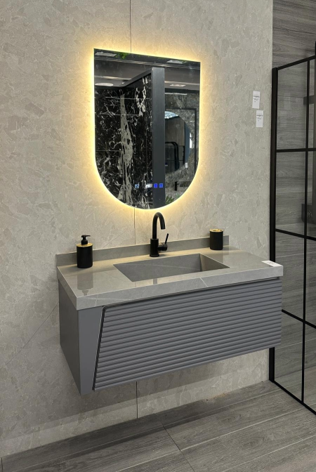 مغسلة بورسلان+مراة مضيئة